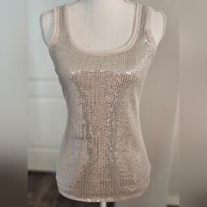 WHBM Sequin Gold Tank Size XS WHITE HOUSE BLACK MARKET